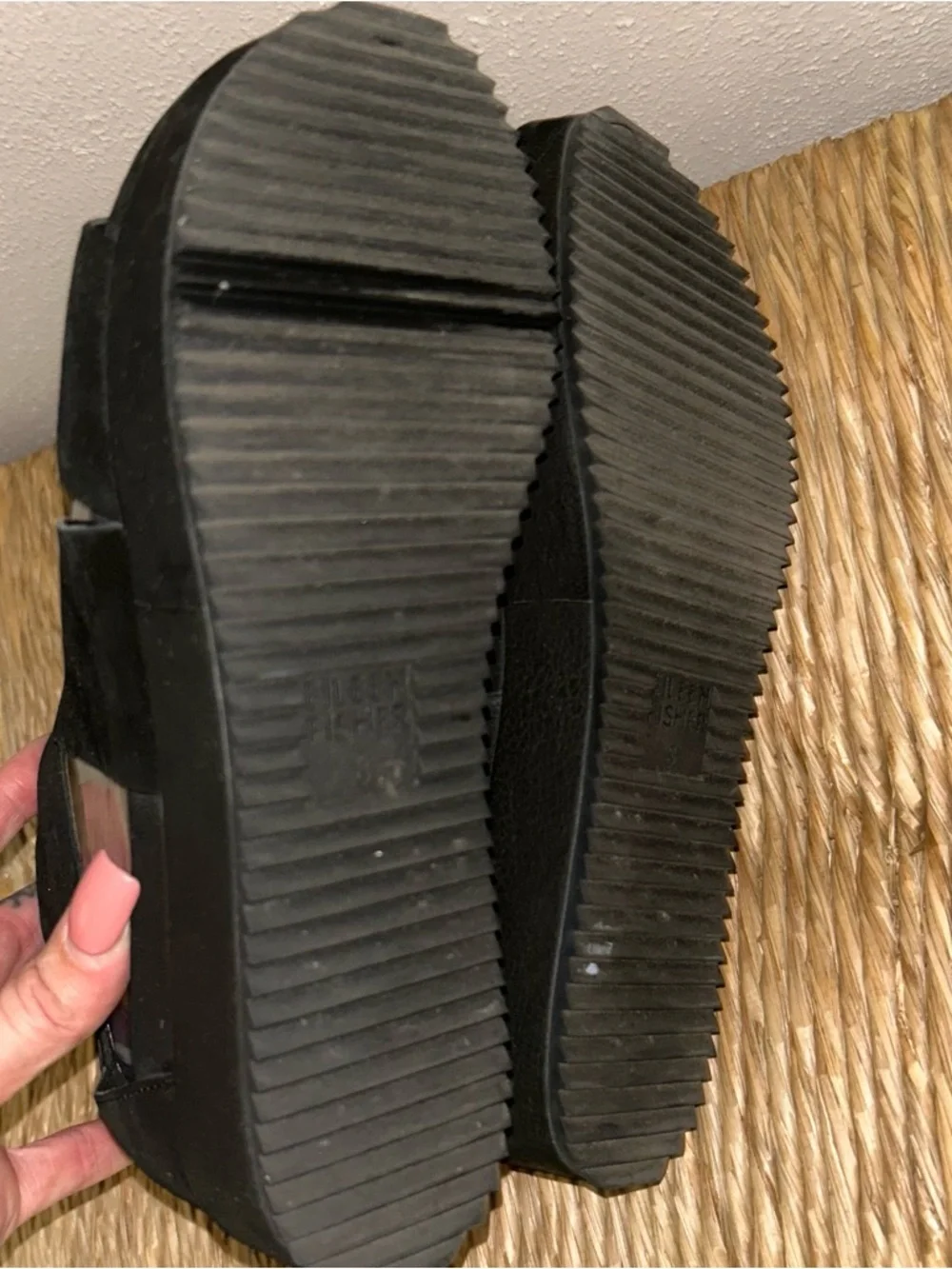 Eileen Fisher Black wedge Suede Platform Sandals